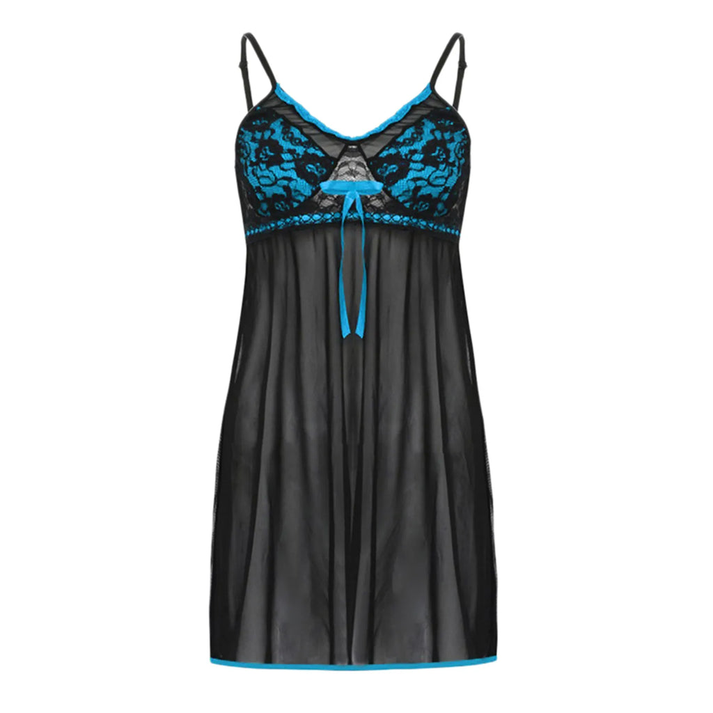 Plus Size Lace Mesh Babydoll & Thong Set