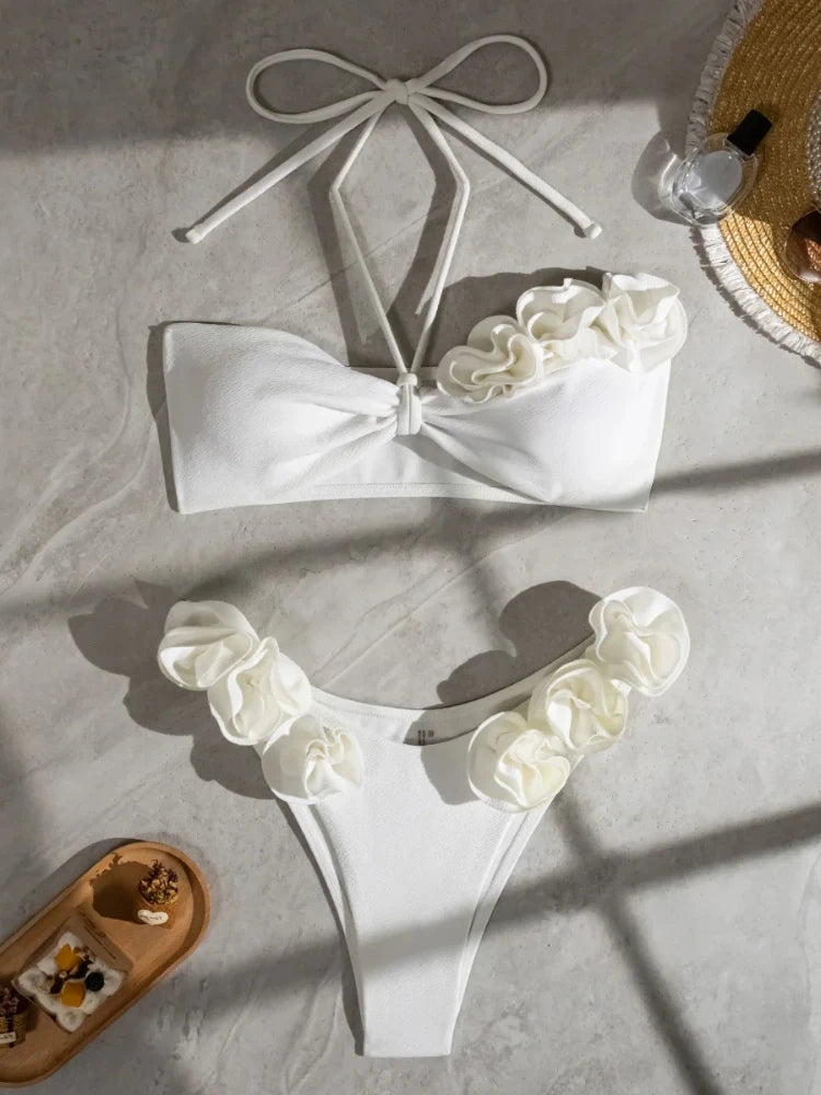 Rosaria Blanc - 3D Floral Bikini