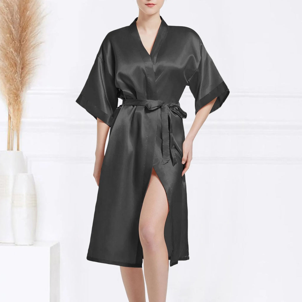 Satin Bridal Dressing Gown Kimono Robe