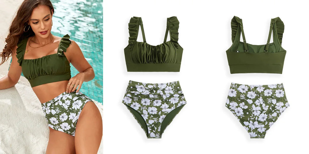 Aurora Pleat - Ruffle High-Waist Bikini