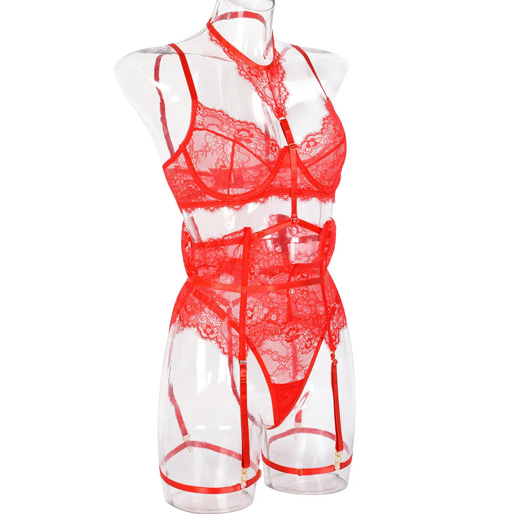 Patchwork Lace Lingerie Set – 3 Piece