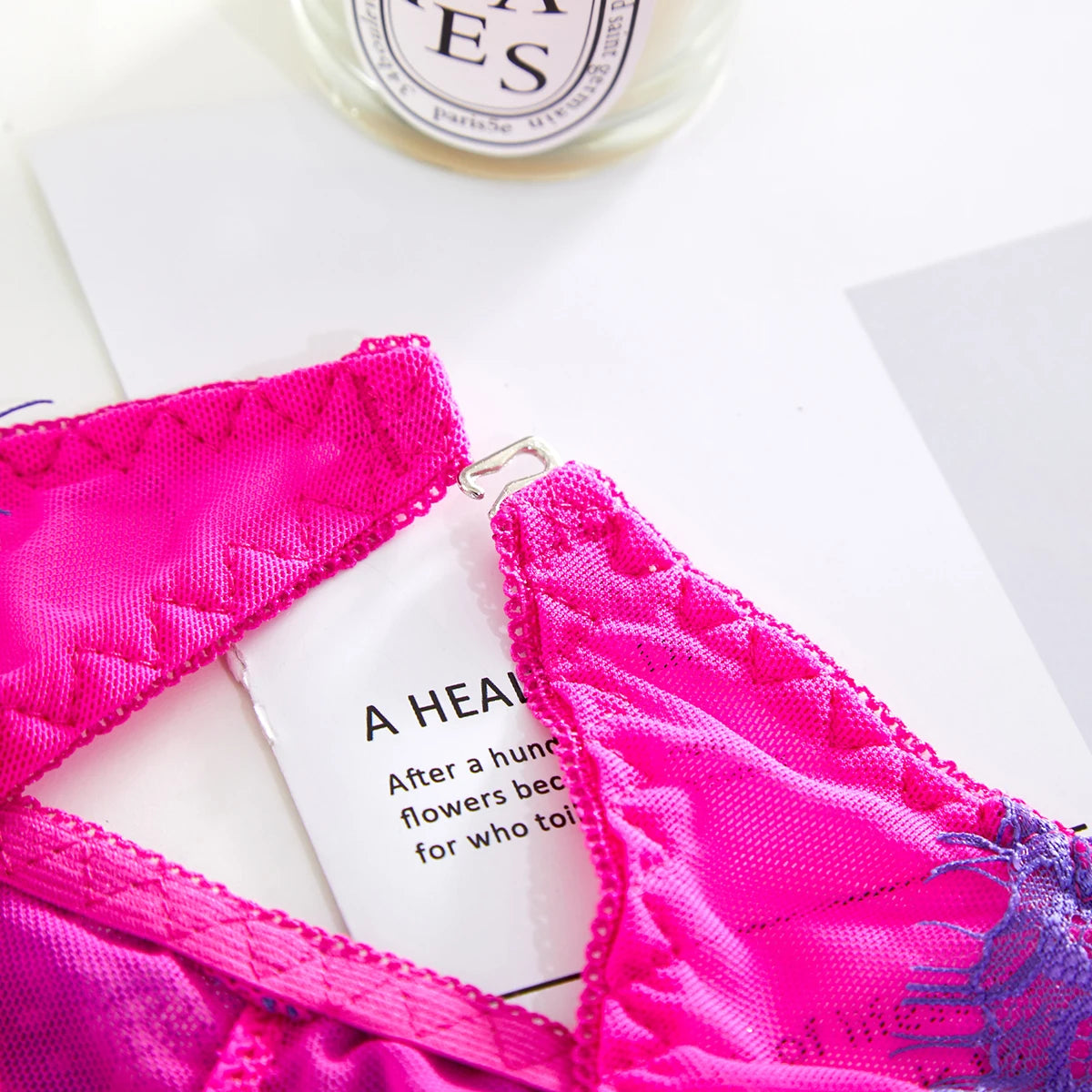 Blue Embroidered Lace Bra & Panty Set