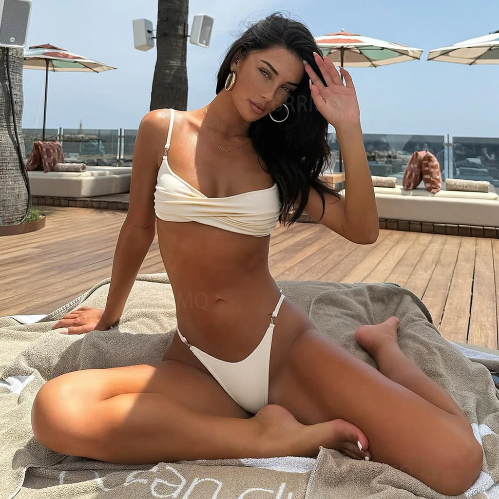 Push Up Bikinis 2025 Sexy Women Swimsuit Swimwear Female Solid Bikini Set Biquini Bathing Suit Swimming Suits Beachwear