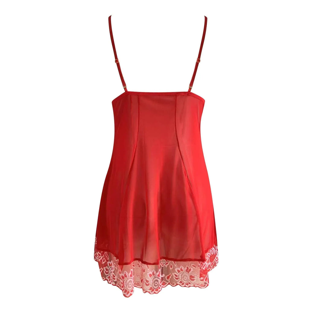 Contrast Lace Deep V Slip Nightdress