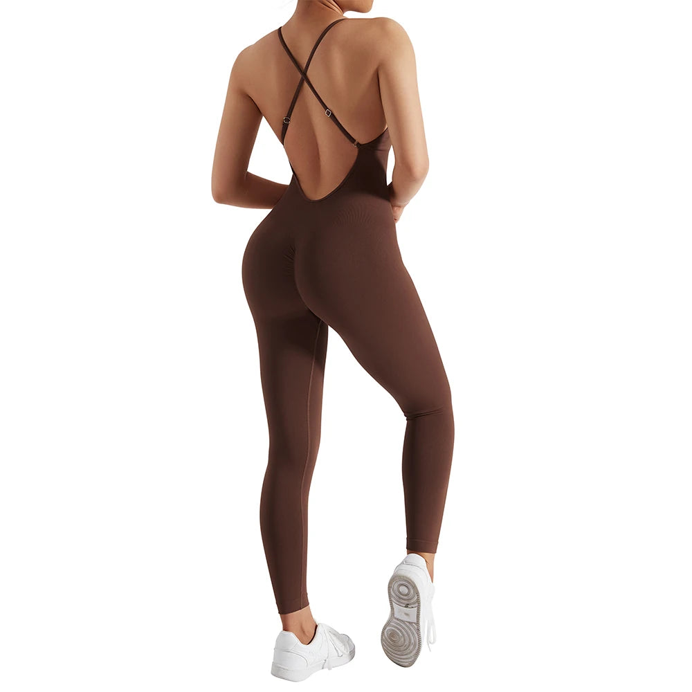 Sleeveless Bodycon Jumpsuit – Women’s Full-Season Fitness & Casual Sporty Playsuit