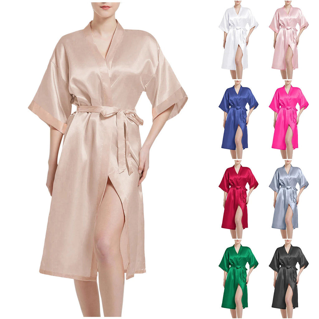Satin Bridal Dressing Gown Kimono Robe