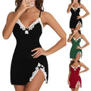 V-Neck Lace Chemise – Sexy Bow Nightdress Sleepwear