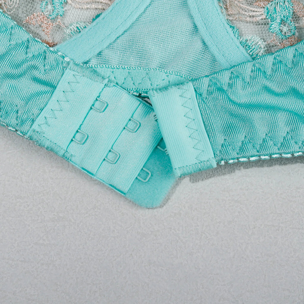 Lace Panel Underwire Bra & Thong Set (2pcs)