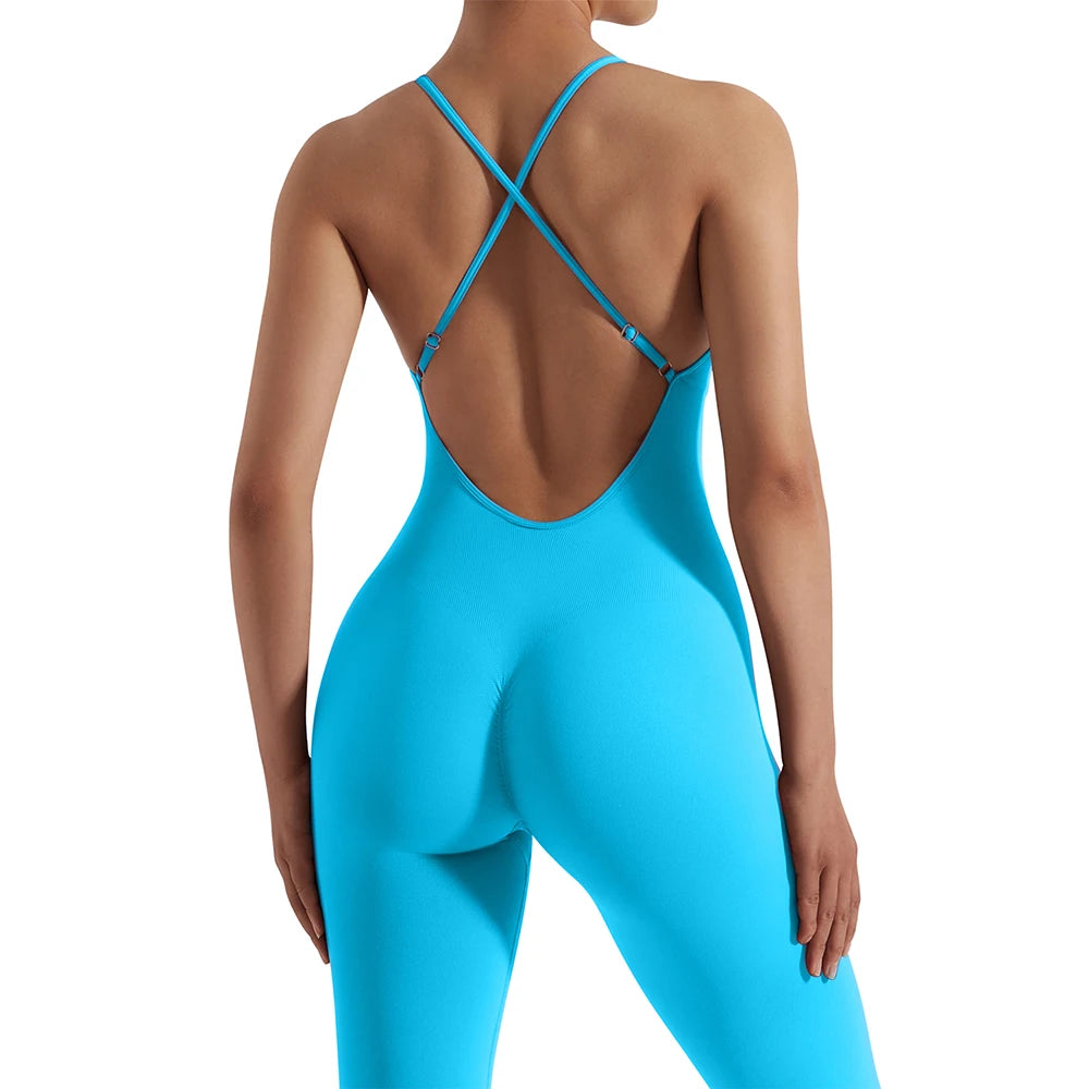 Sleeveless Bodycon Jumpsuit – Women’s Full-Season Fitness & Casual Sporty Playsuit