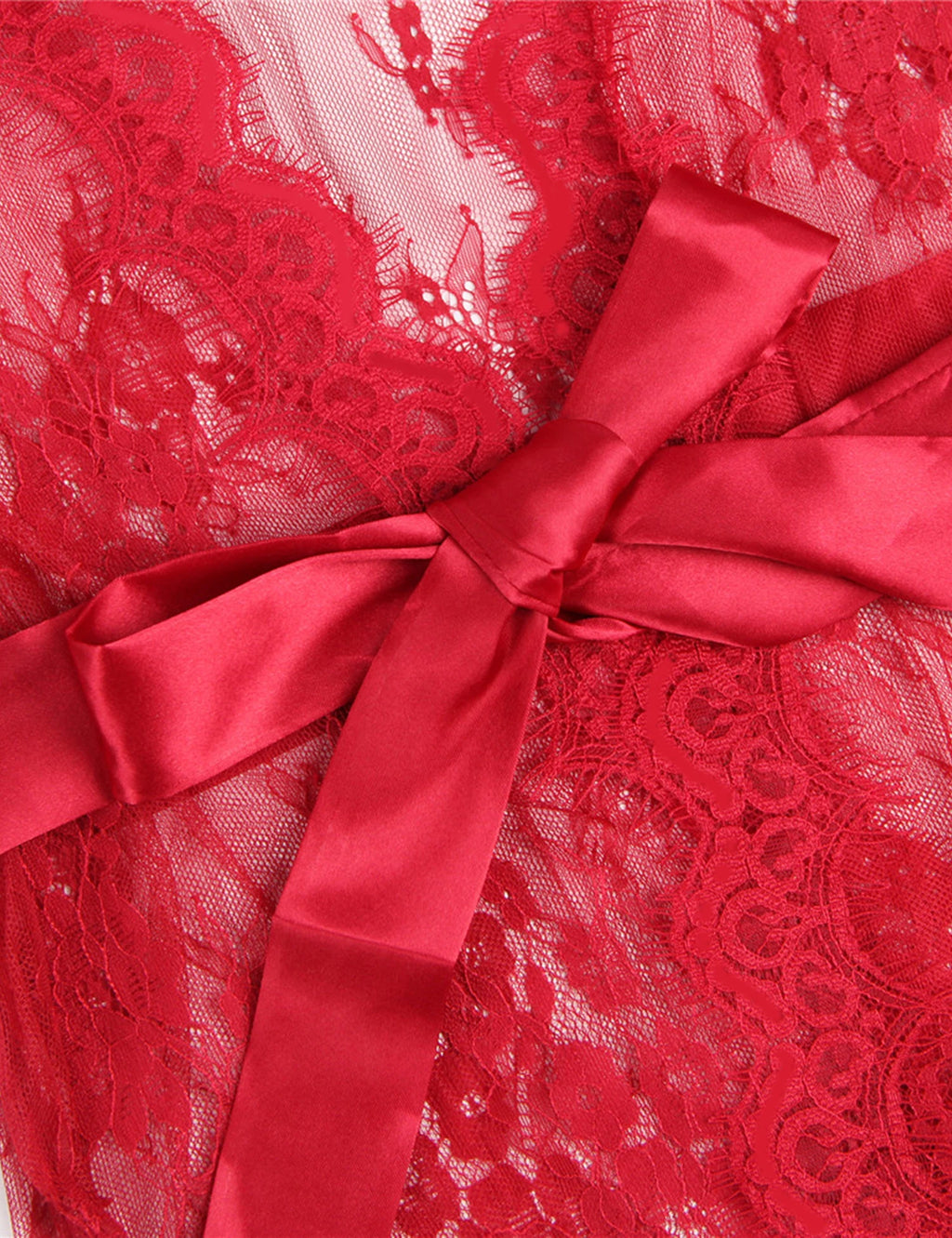 Red Sheer Mesh Robe Set – Plus Size Babydoll Nightgown