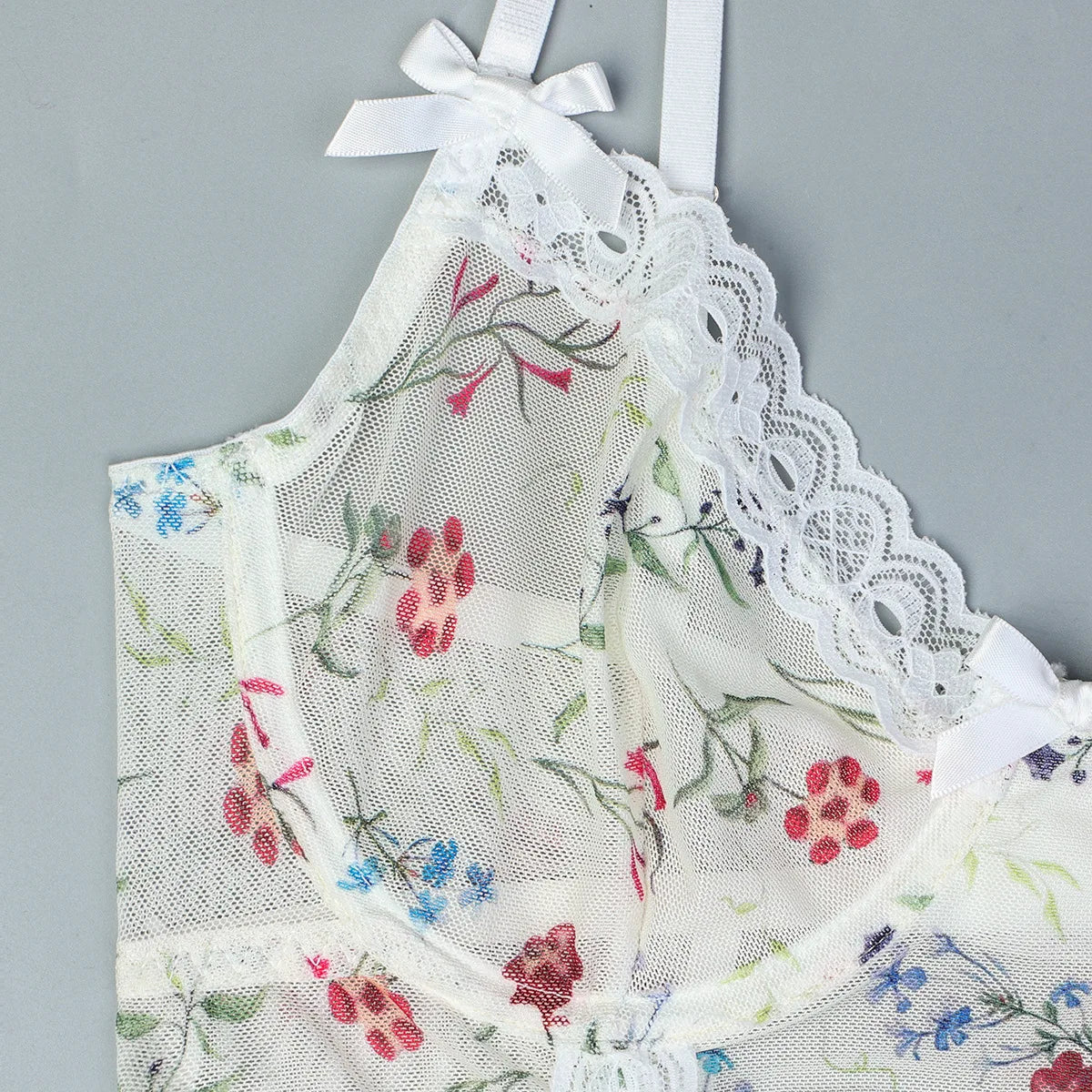 Lace-Up Corset Babydoll with Stockings