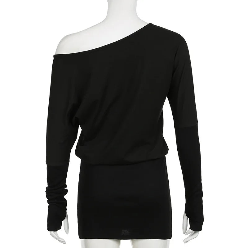 Slant Shoulder Black Splicing