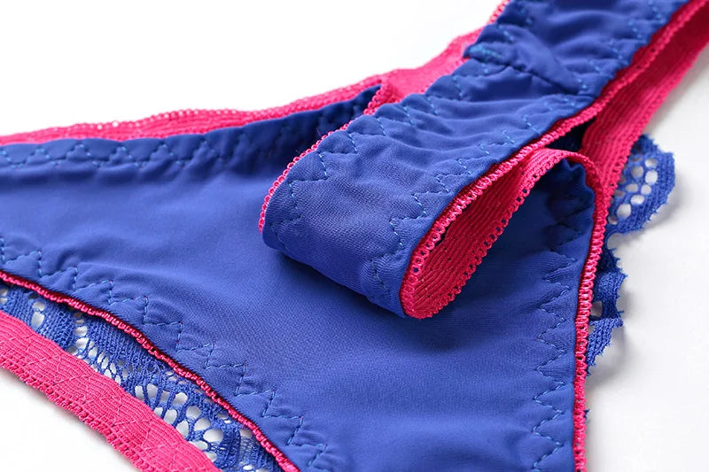 Hollow Lace Thong Set – Adjustable Bra & Panties