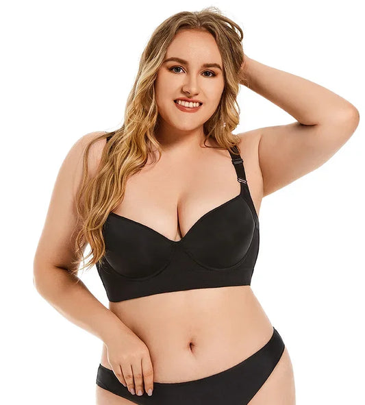 Large Size Deep V Push-Up Underwire Bra