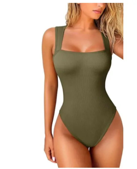 Strapless Backless Jumpsuit – U-Collar Slim Fit Solid Color Summer Playsuit