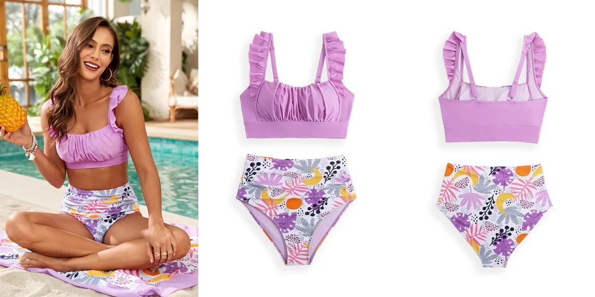 Aurora Pleat - Ruffle High-Waist Bikini