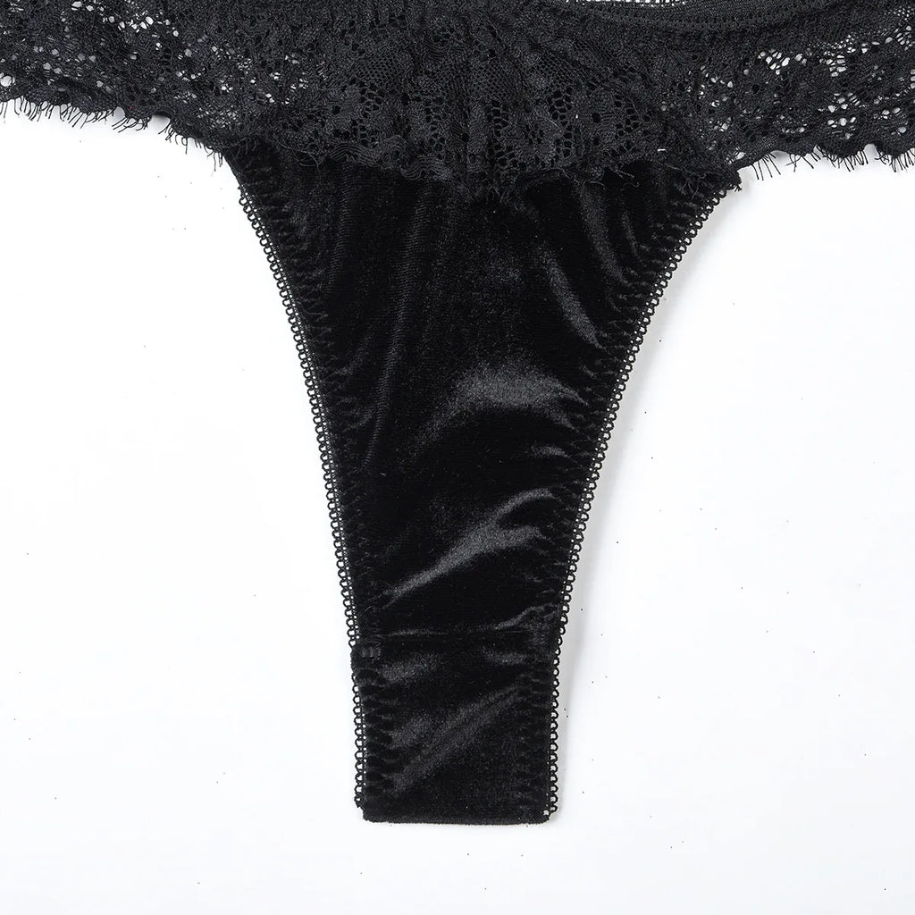 Sheer Lace Bandage Lingerie Set – 2 Piece