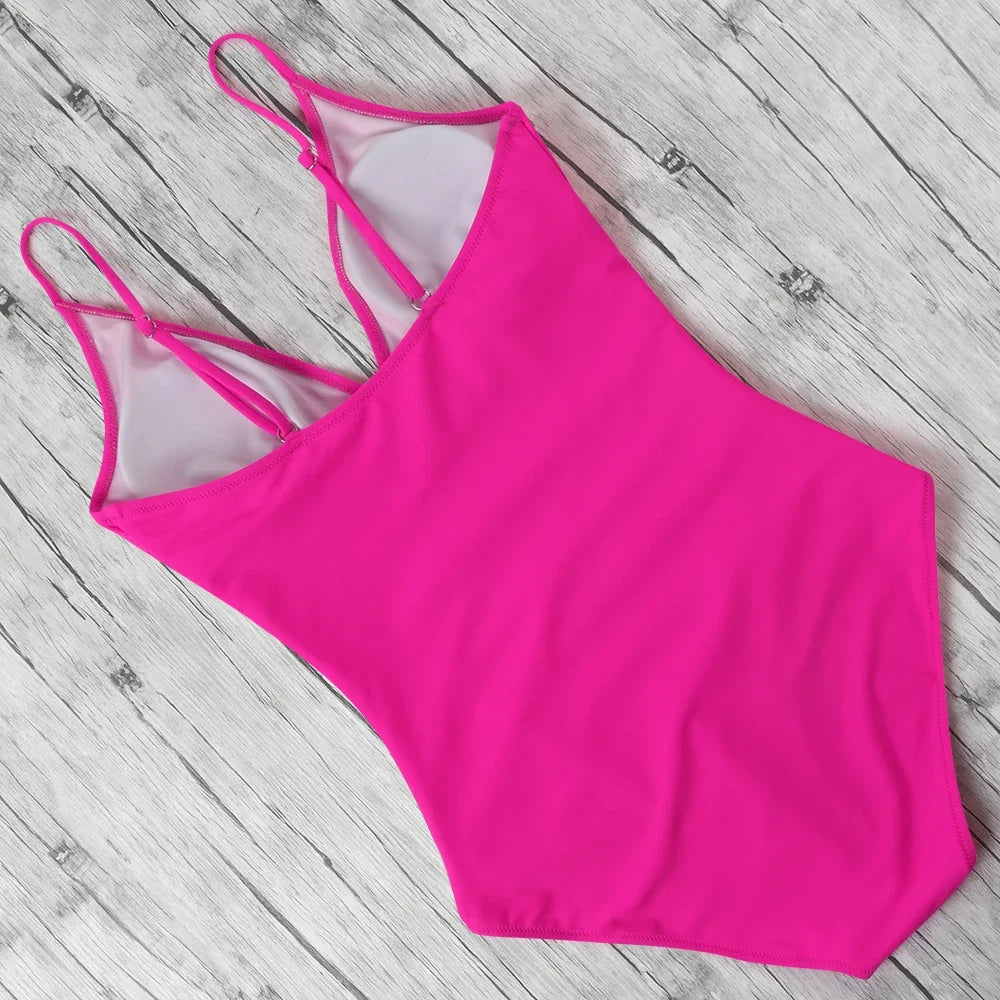 Women’s Halter Push-Up One-Piece Swimsuit – Plus Size Tankini