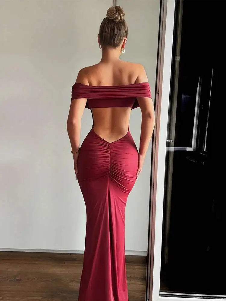 Townlike Elegant Mermaid Maxi Long Dress Women Off Shoulder 2024 Summer Dress Backless Nightclub Sexy Party Dresses