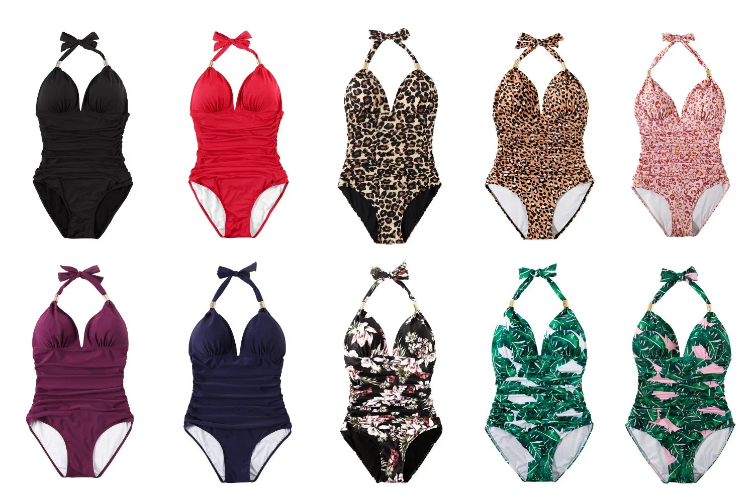 Women’s Halter Push-Up One-Piece Swimsuit – Plus Size Tankini