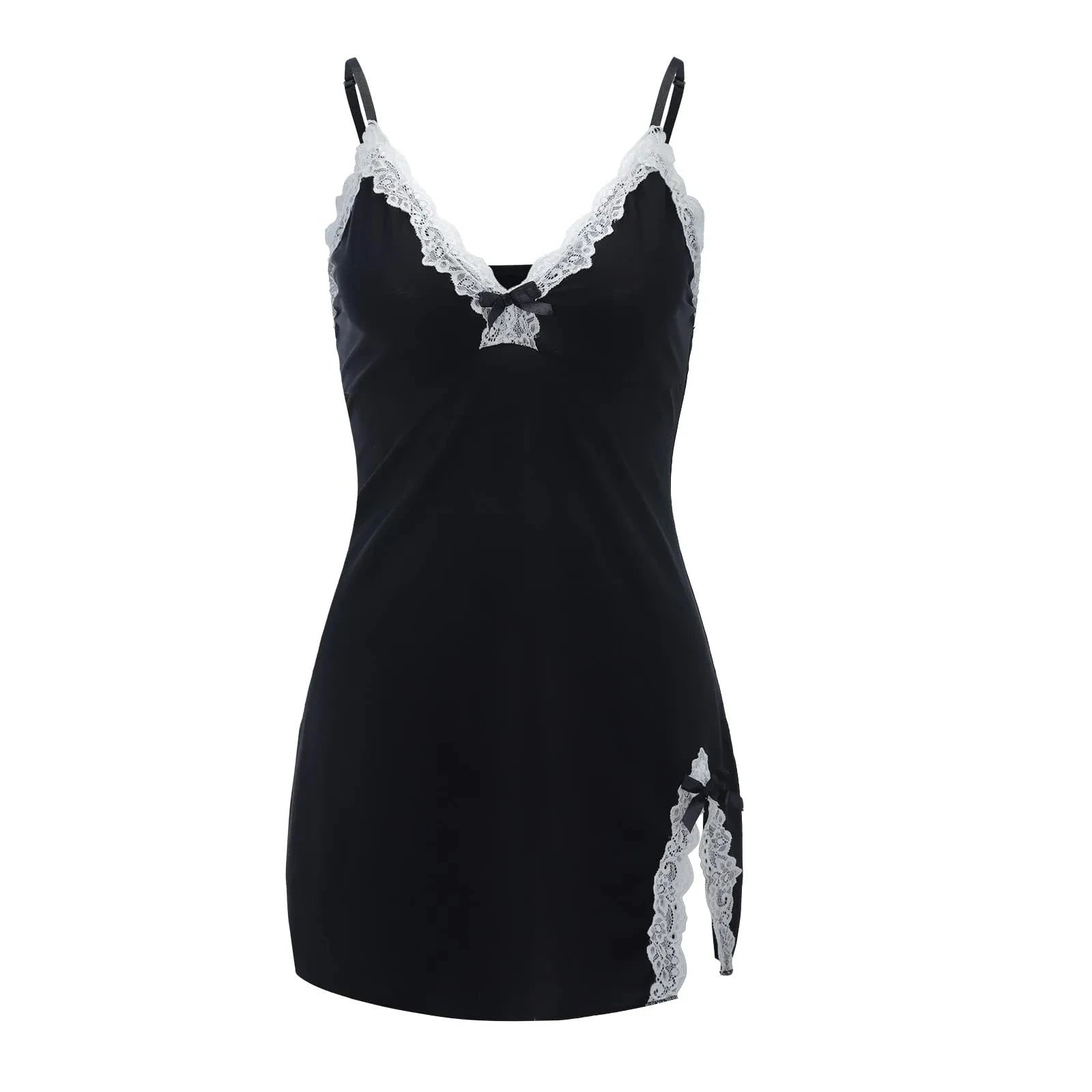 V-Neck Lace Chemise – Sexy Bow Nightdress Sleepwear