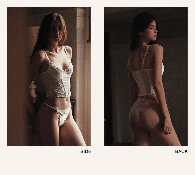 Women’s Sheer Lingerie Bra & Brief Set with Underwire Bralette