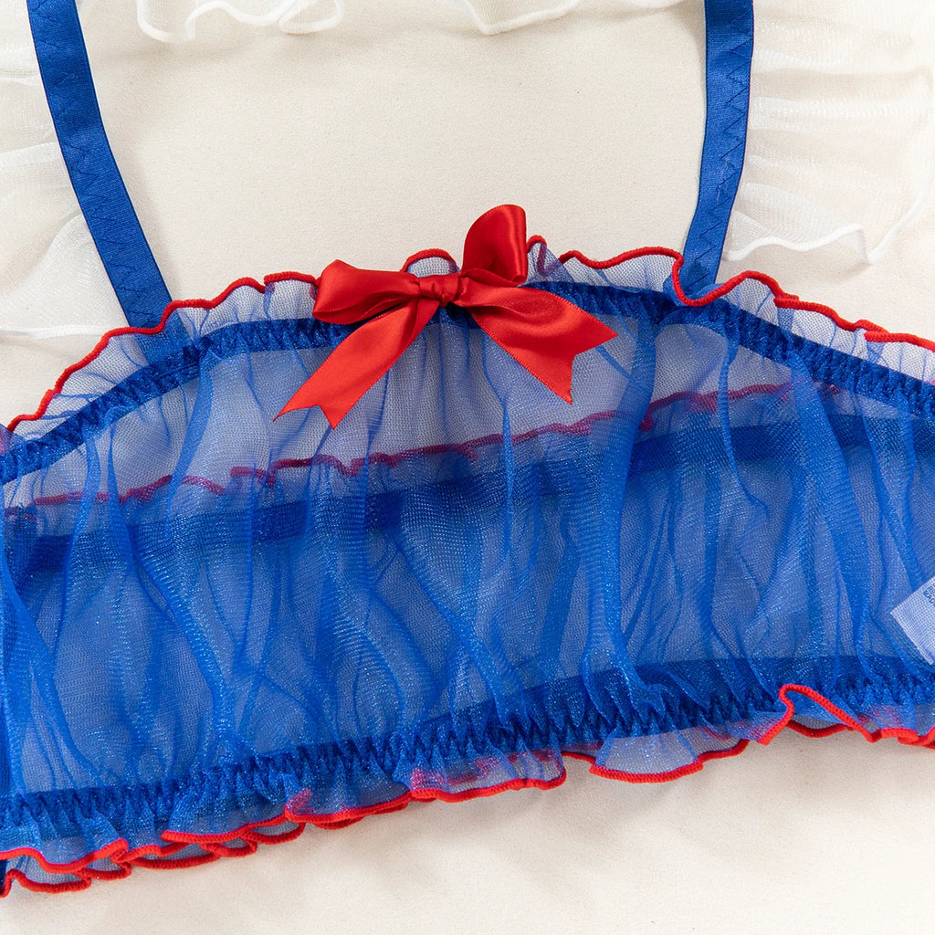 Ellolace Erotic Cosplay Mesh Roleplay Outfit with Garter Belt