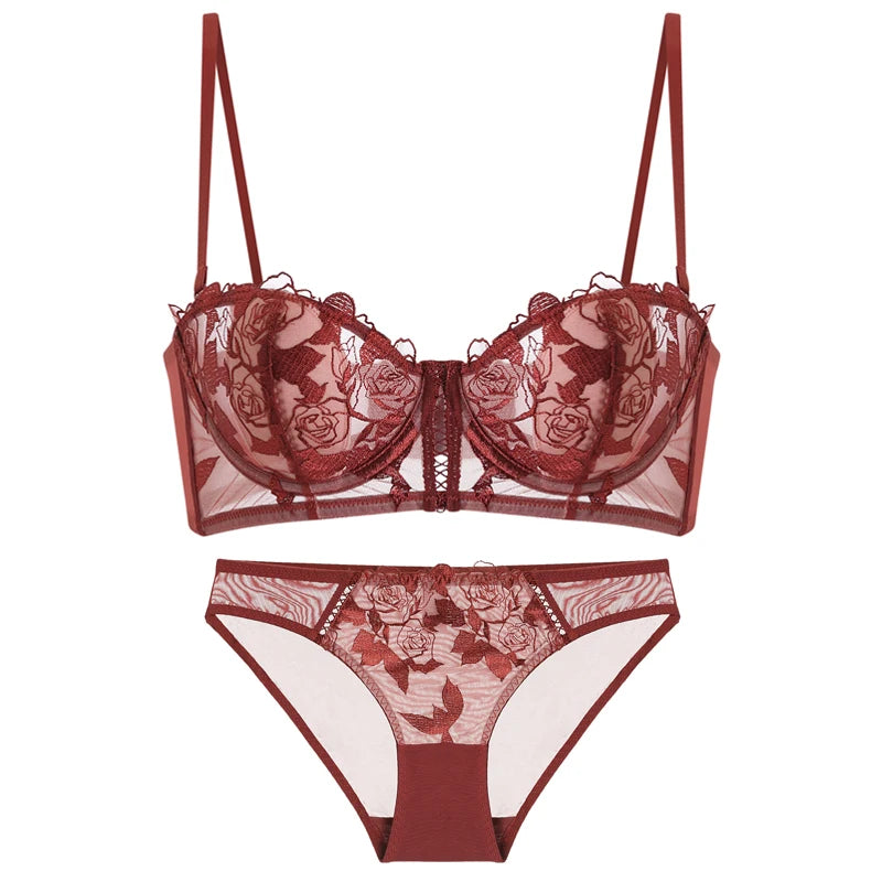 New Lace Lingerie Bra and Panty Set with Front Bow