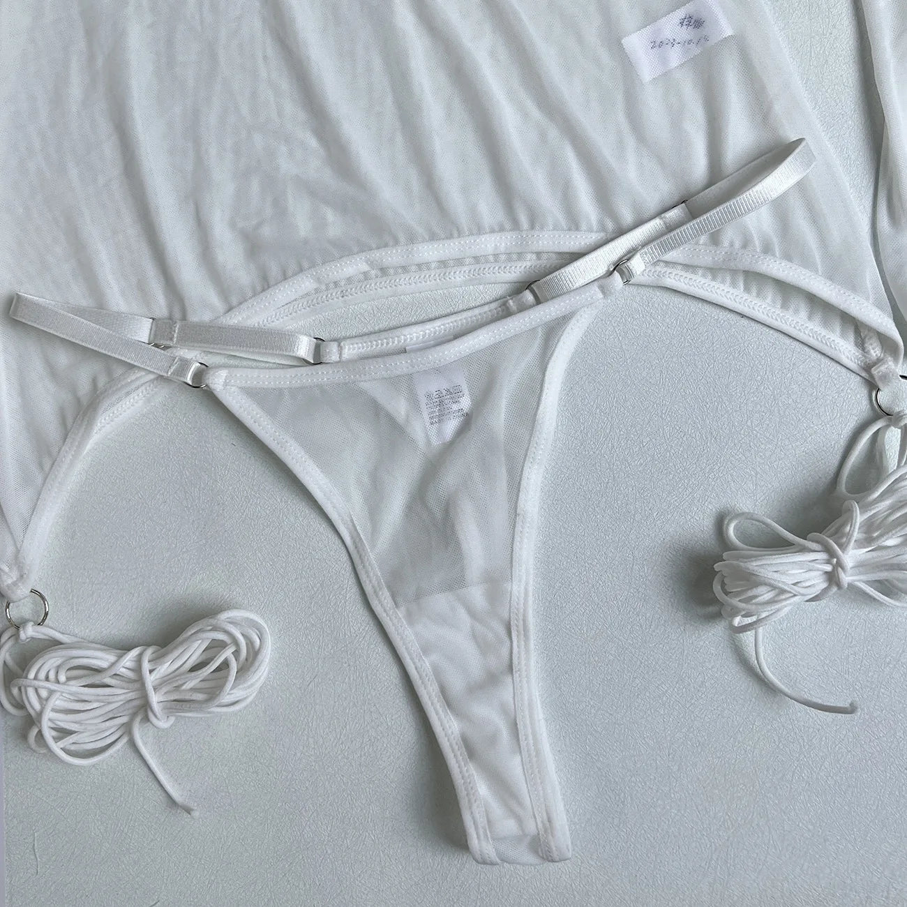 4-Piece Sheer Mesh Lingerie Set – Backless Sexy Nightwear