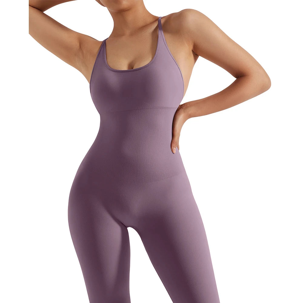 Sleeveless Bodycon Jumpsuit – Women’s Full-Season Fitness & Casual Sporty Playsuit