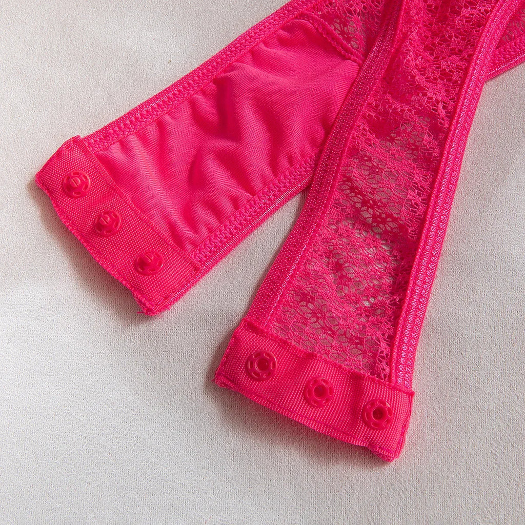 Hollow-Out Lace Bodysuit – Deep V Underwire