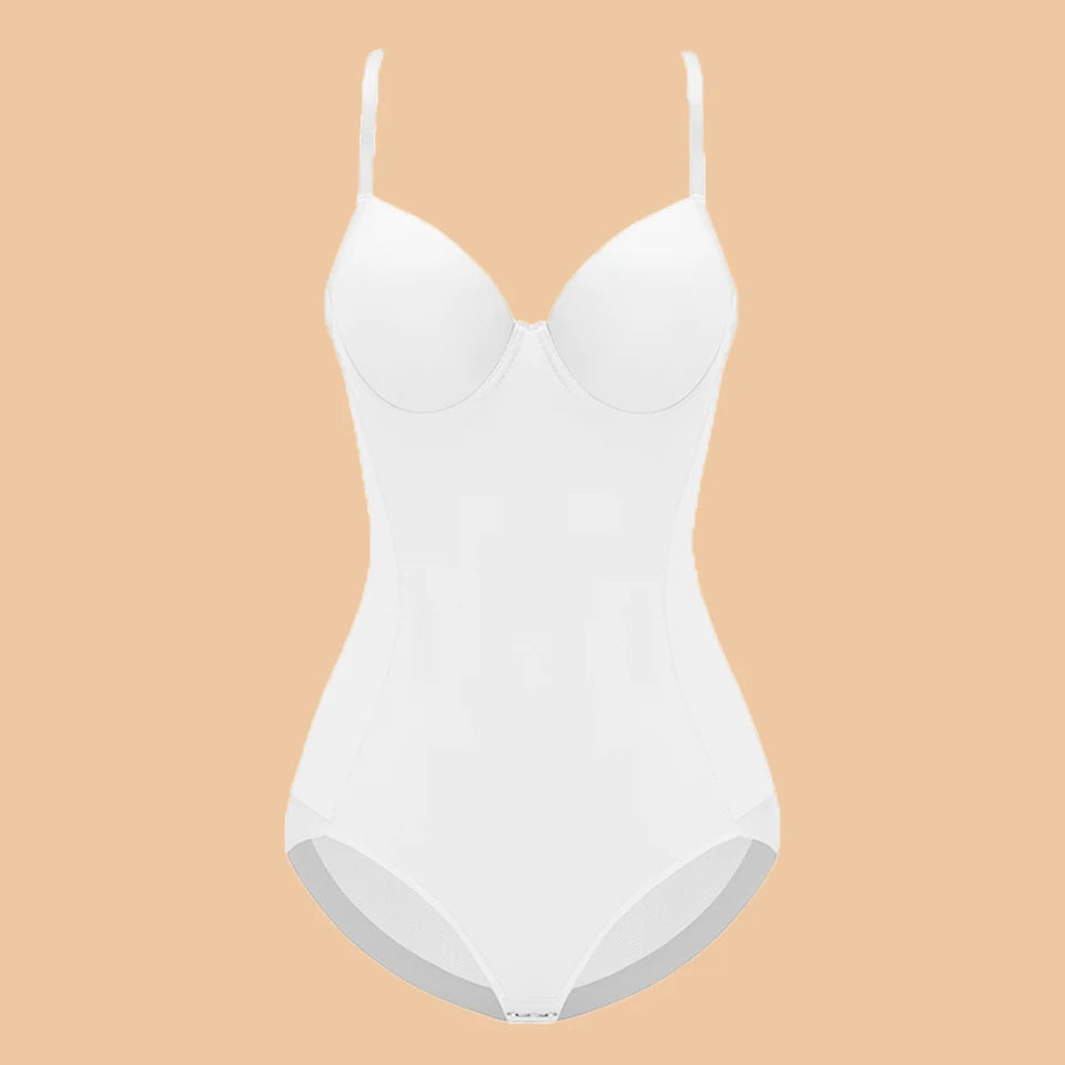 Women's White Underwire Bodysuit – Stretch Silky Shapewear