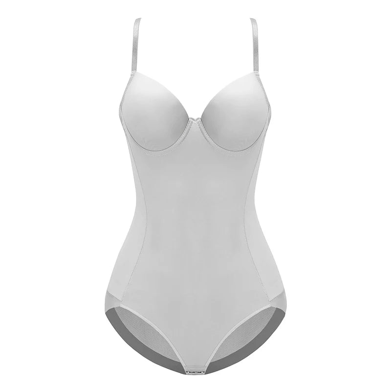 Women's White Underwire Bodysuit – Stretch Silky Shapewear