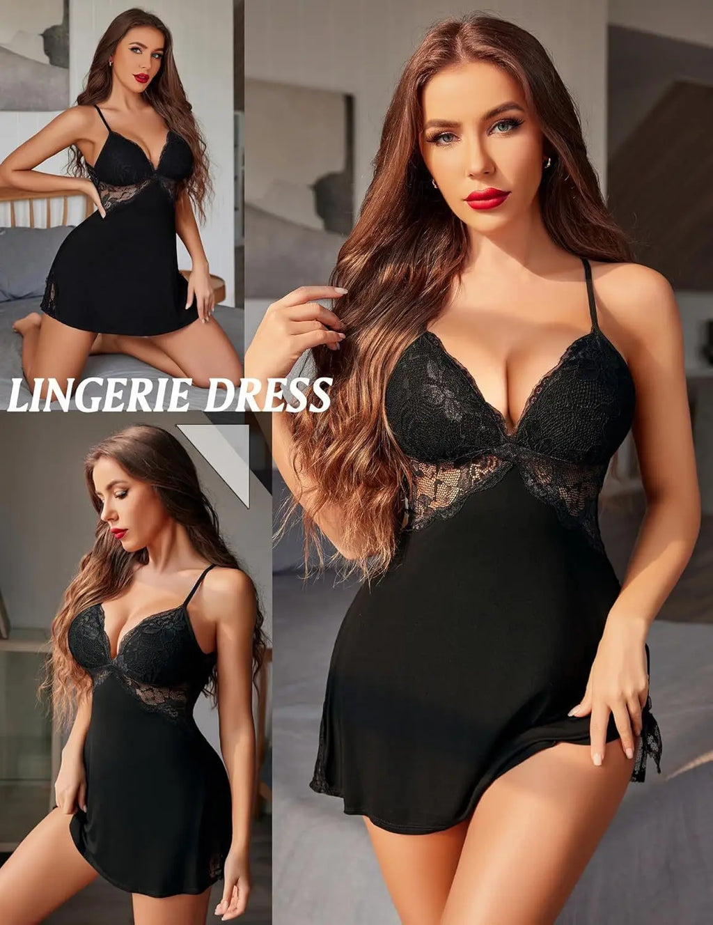 Women’s Lace Lingerie Sleepwear Babydoll Teddy Dress