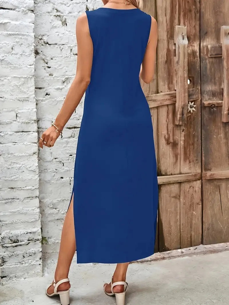 Camisole Dress Summer Fashion Slimming Wrap Maxi Dresses With Slit Vacation Sleeveless Sundress For Woman Casual Comfortable