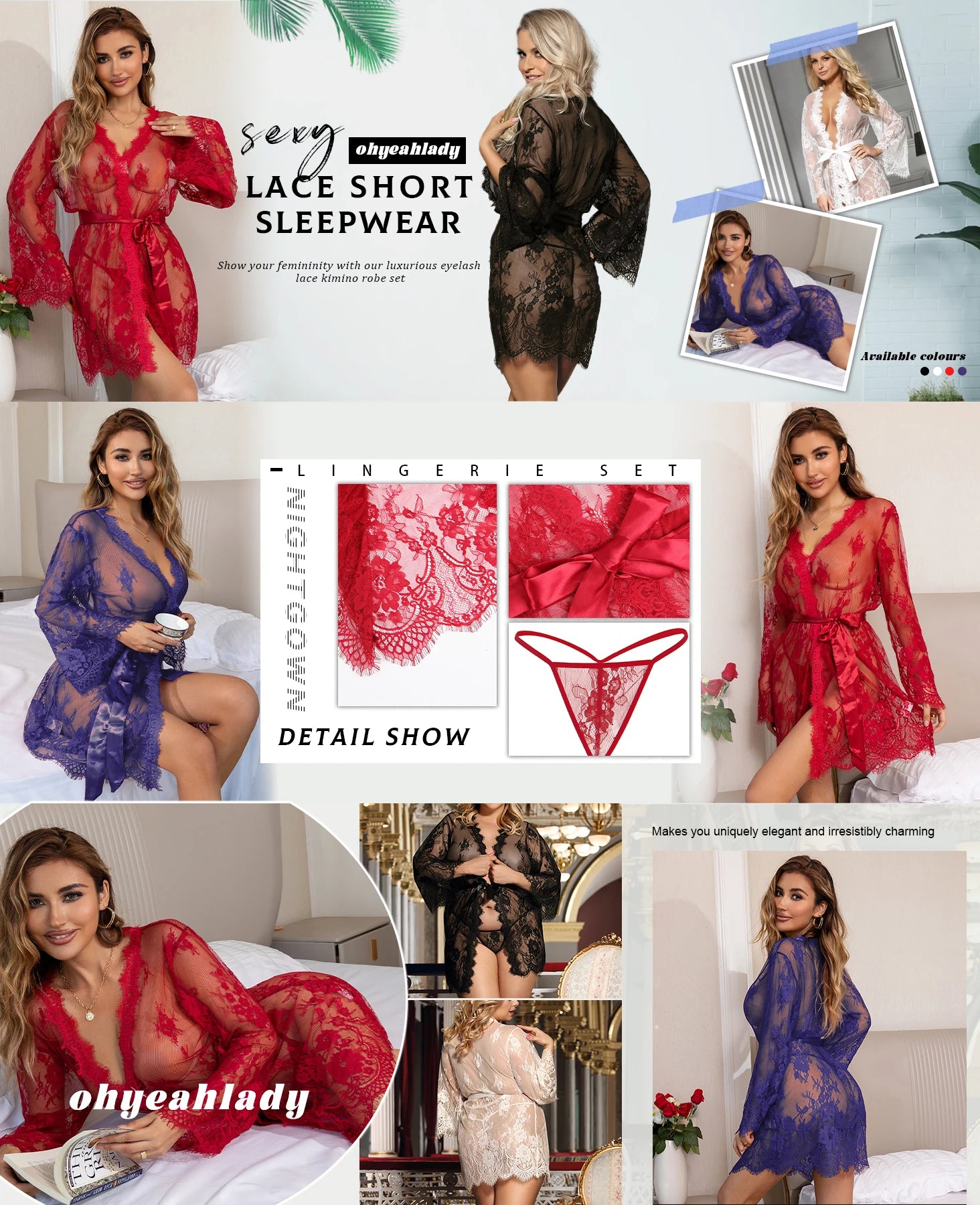 Red Sheer Mesh Robe Set – Plus Size Babydoll Nightgown