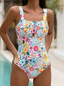 Women’s Floral Print Monokini – Sexy One-Piece Swimsuit