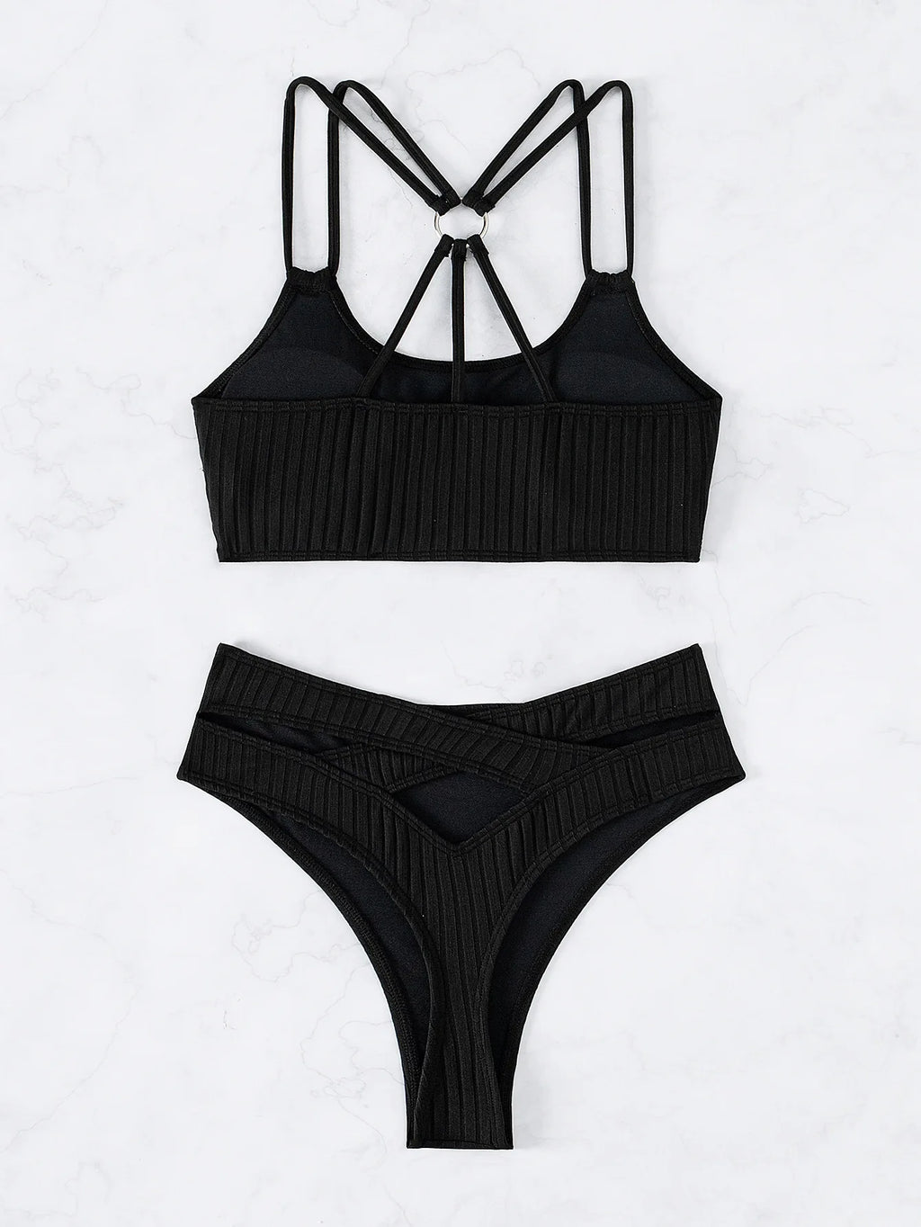 Celine Noir - U-Neck High-Waist Bikini
