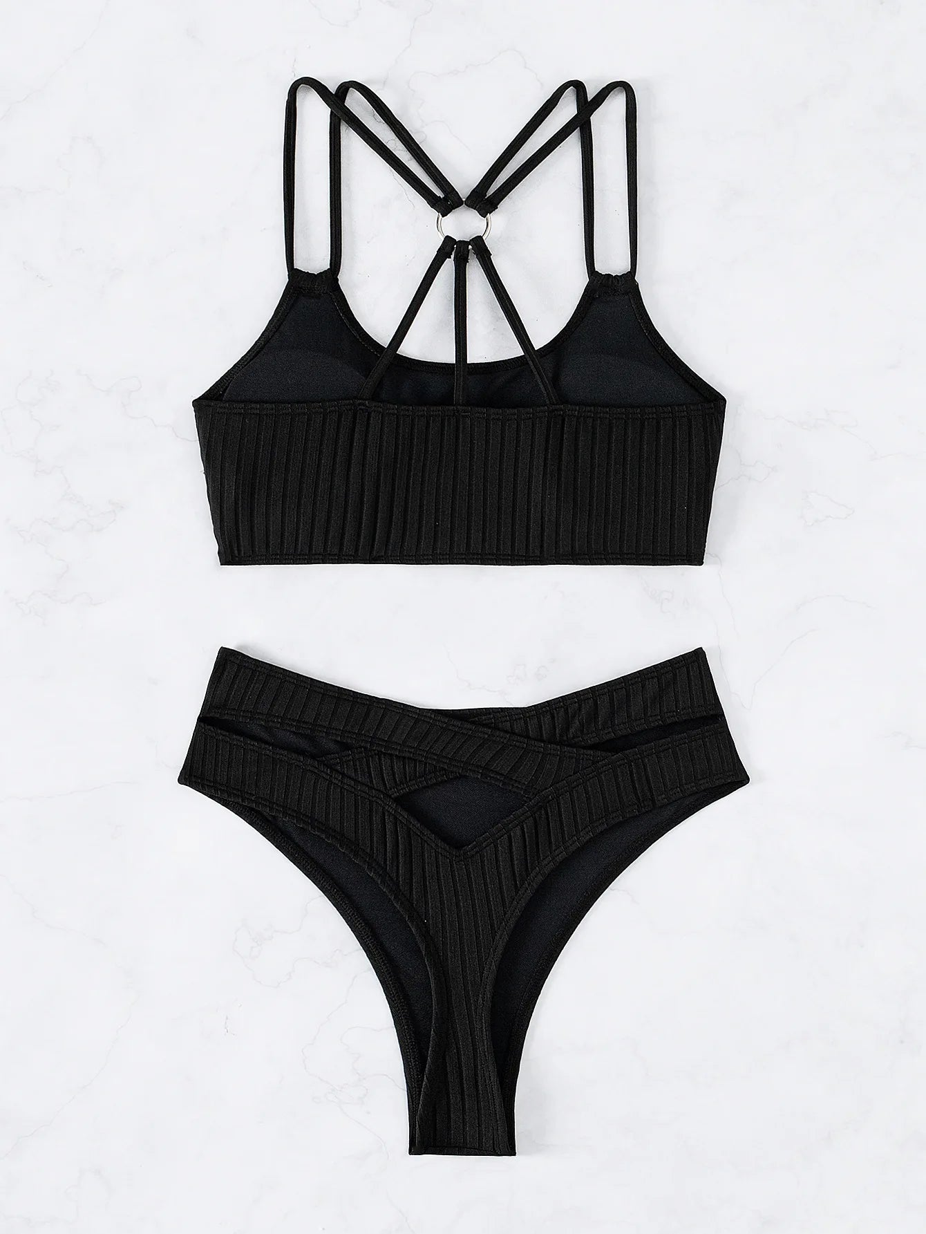 Celine Noir - U-Neck High-Waist Bikini
