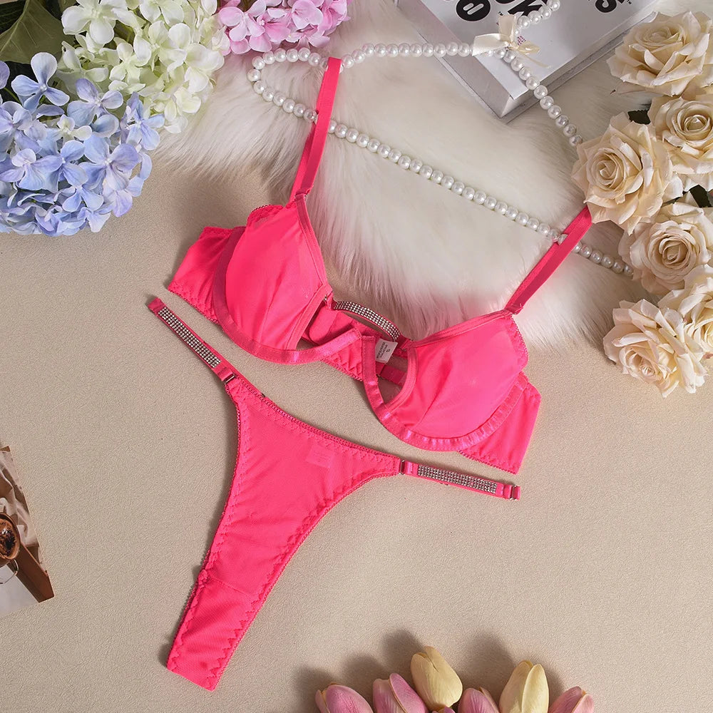 Sheer Lace Wireless Bra & Thong Set