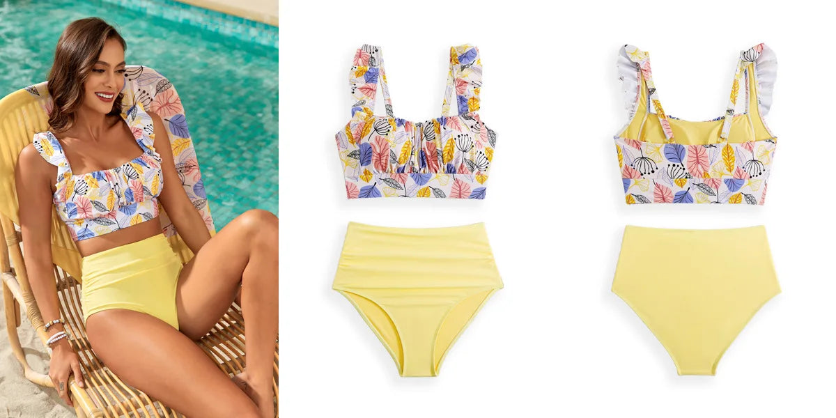 Aurora Pleat - Ruffle High-Waist Bikini