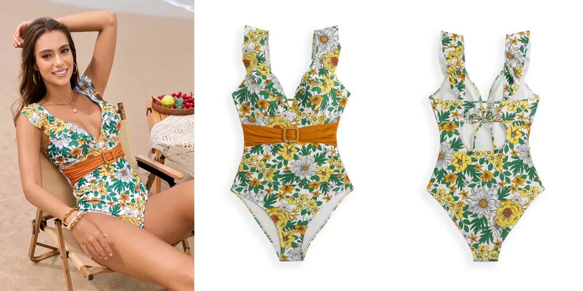 Celine Retro - V-Neck One-Piece