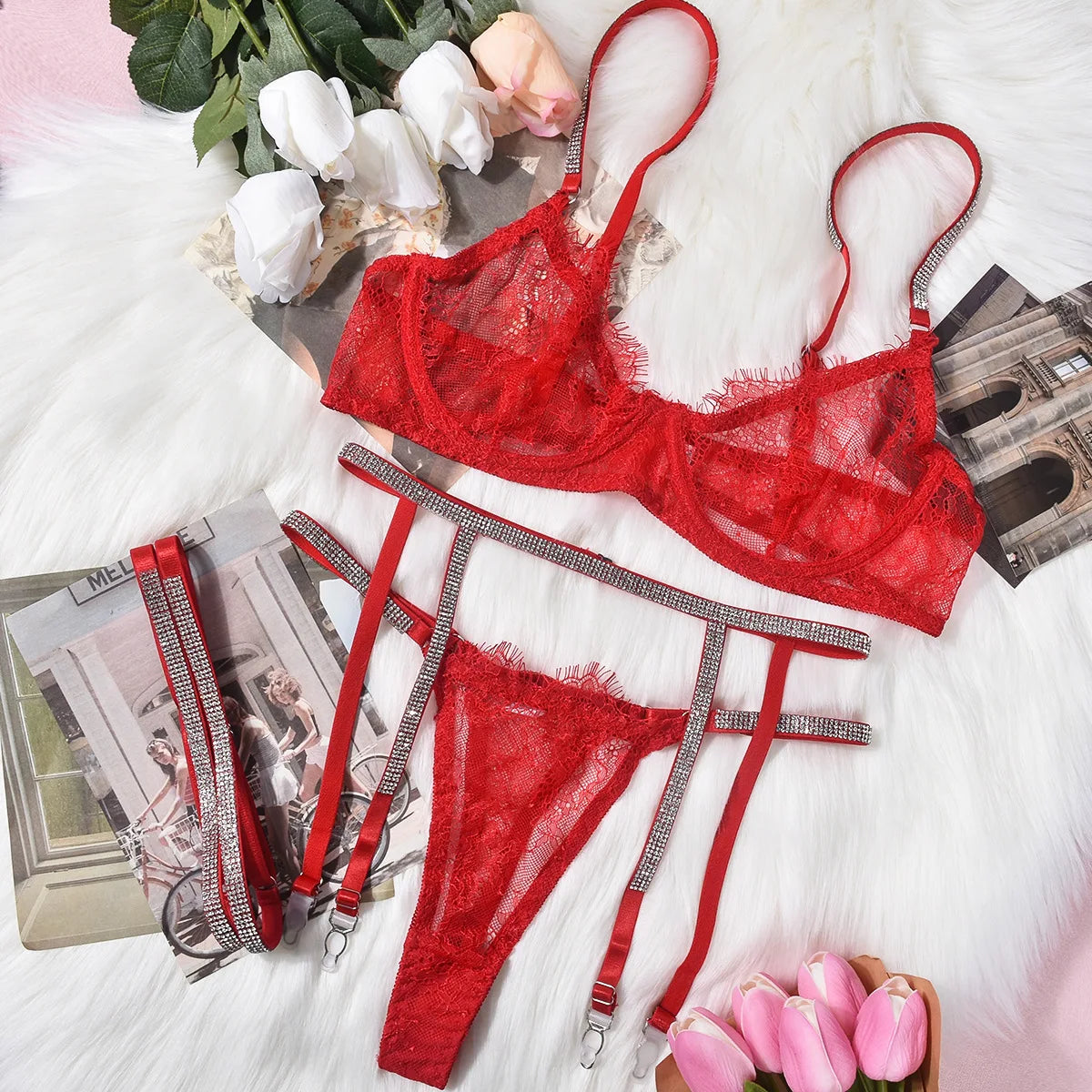 Sheer Mesh Lace Chemise Babydoll