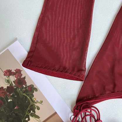 4-Piece Sheer Mesh Lingerie Set – Backless Sexy Nightwear