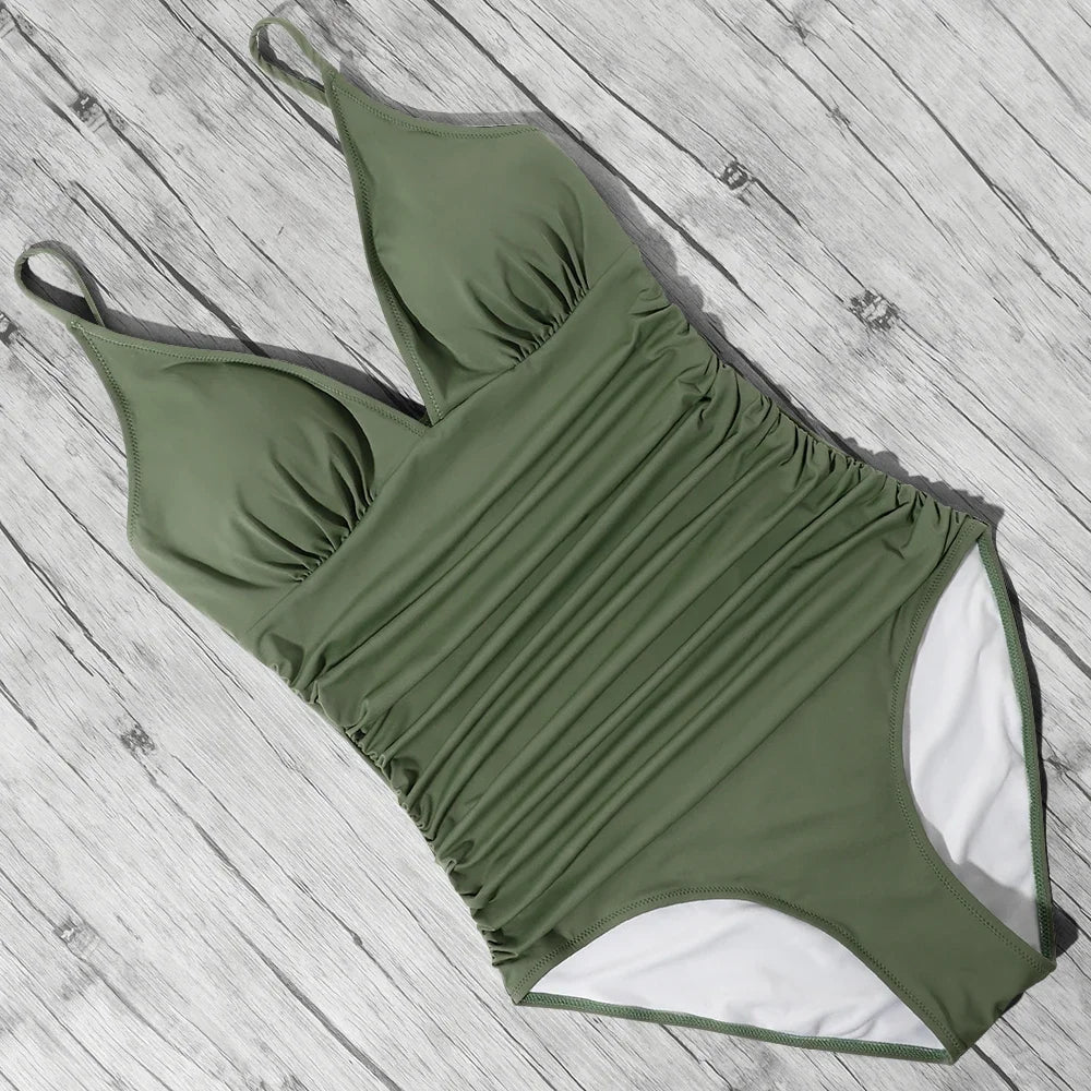 Women’s Halter Push-Up One-Piece Swimsuit – Plus Size Tankini