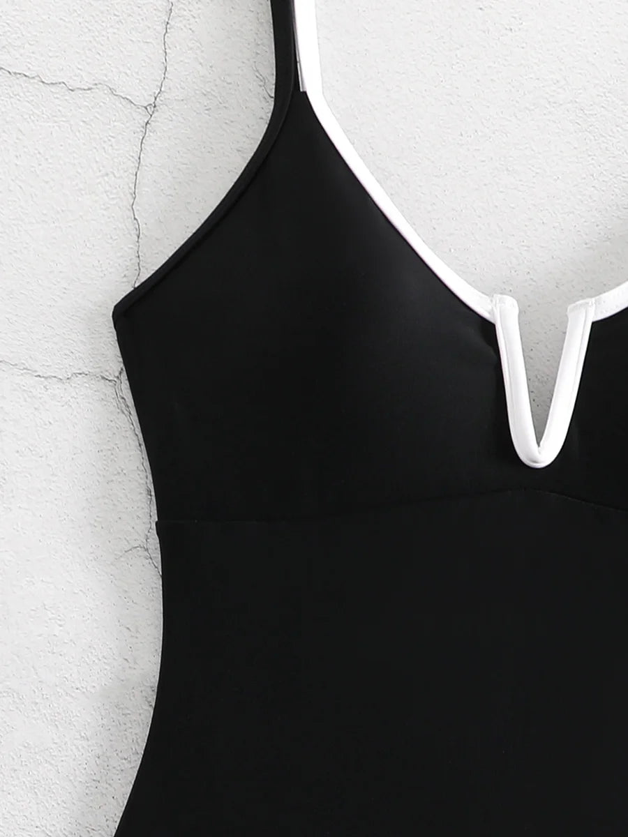 Women’s V-Bar Micro Thong High-Cut One-Piece Swimsuit