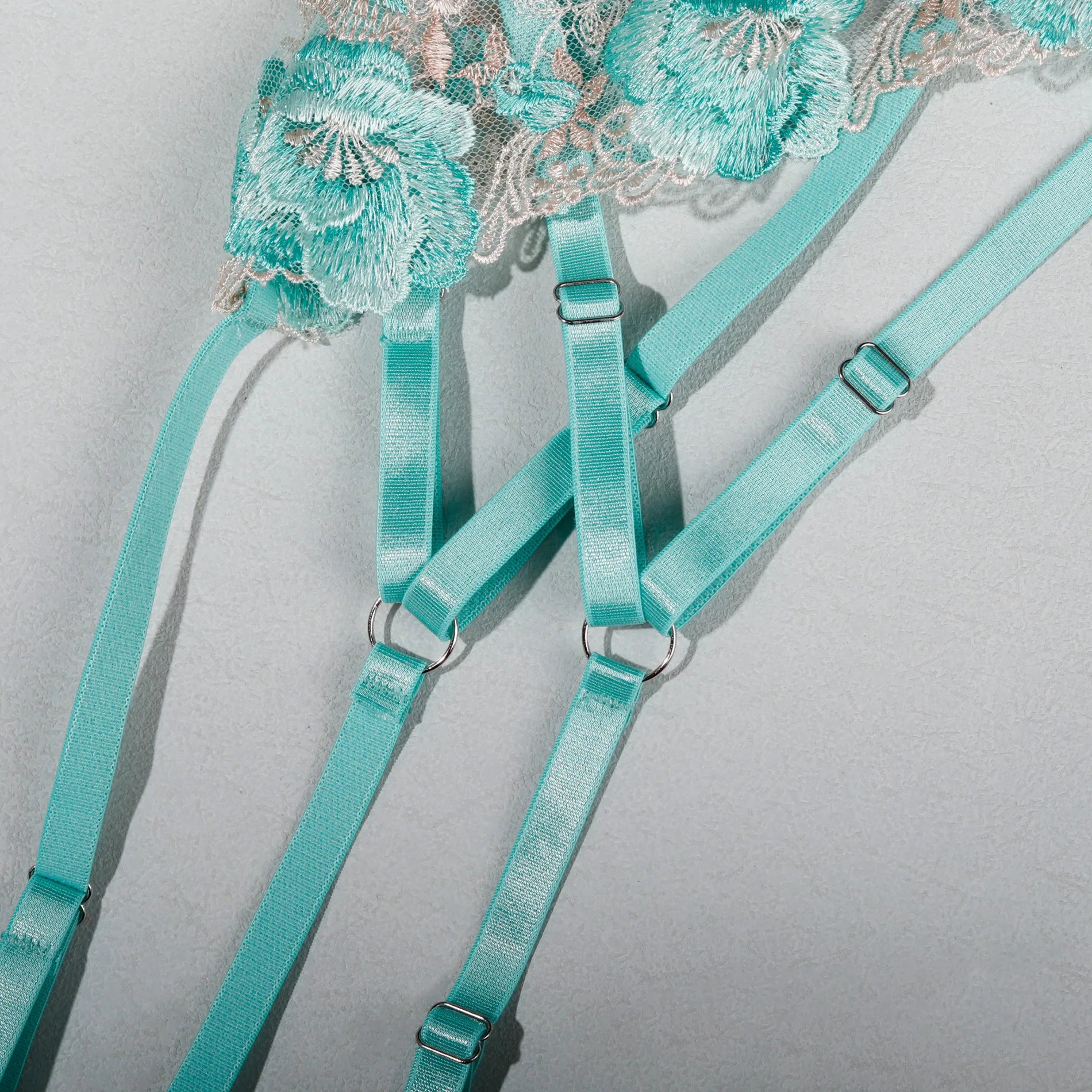 Lace Panel Underwire Bra & Thong Set (2pcs)