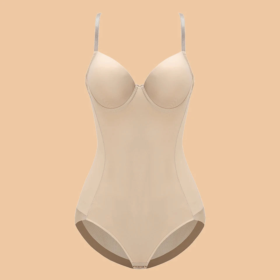 Women's White Underwire Bodysuit – Stretch Silky Shapewear