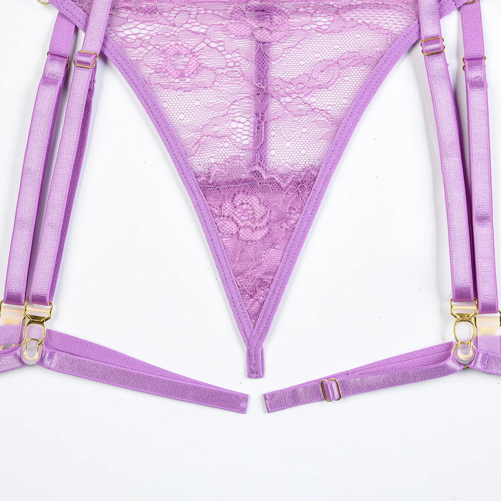 Patchwork Lace Lingerie Set – 3 Piece