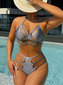 Noctura Silver - Shiny V-Neck Bikini